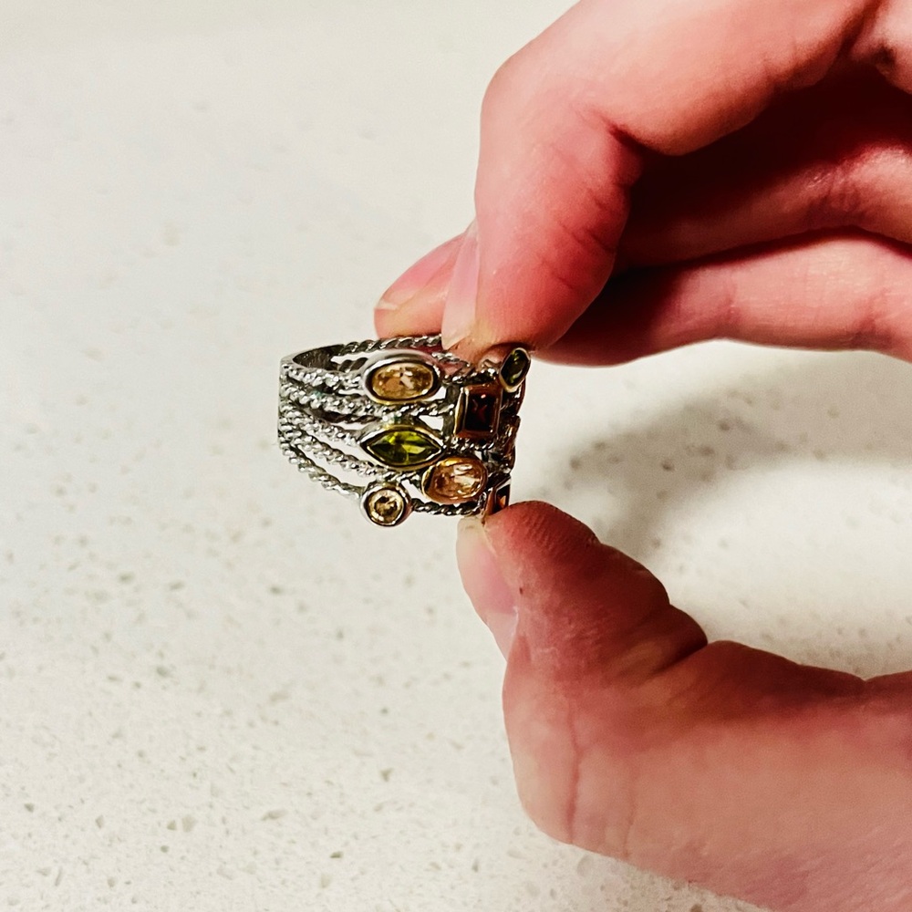 Multi-Metal Silver/Gold, Multi Color Stacked Ring - Picture 7 of 7